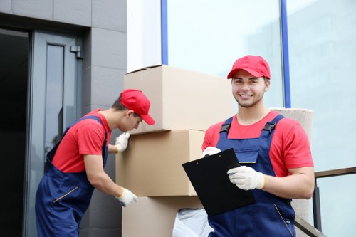 Driver checking a removal van before departure