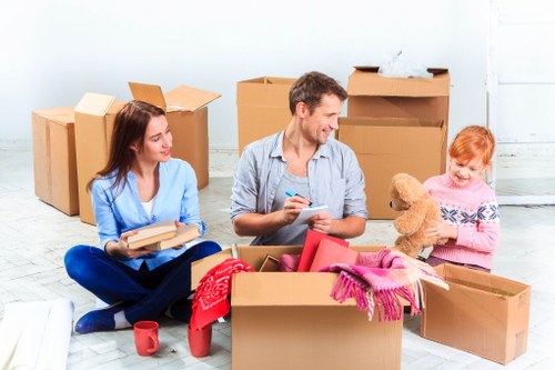 Boxes and packing supplies prepared for a Crystal Palace property move