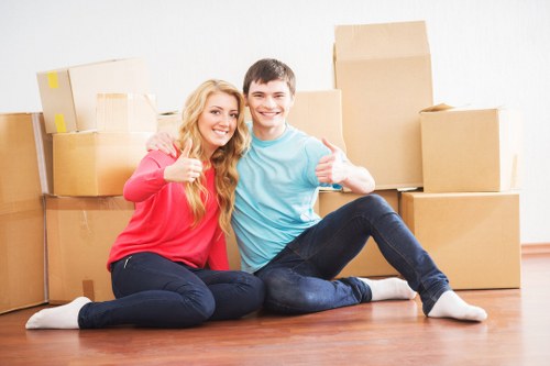 Moving boxes and furniture for a residential or office relocation